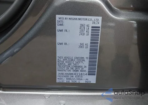 2024 Nissan Altima Sv Fwd из США, поврежденный, VIN 1N4BL4DV8RN415814